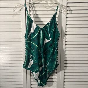 Green Tropical Leaf One-Piece Swimsuit